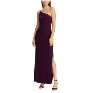 Lauren Ralph Lauren Purple One Shoulder Dress